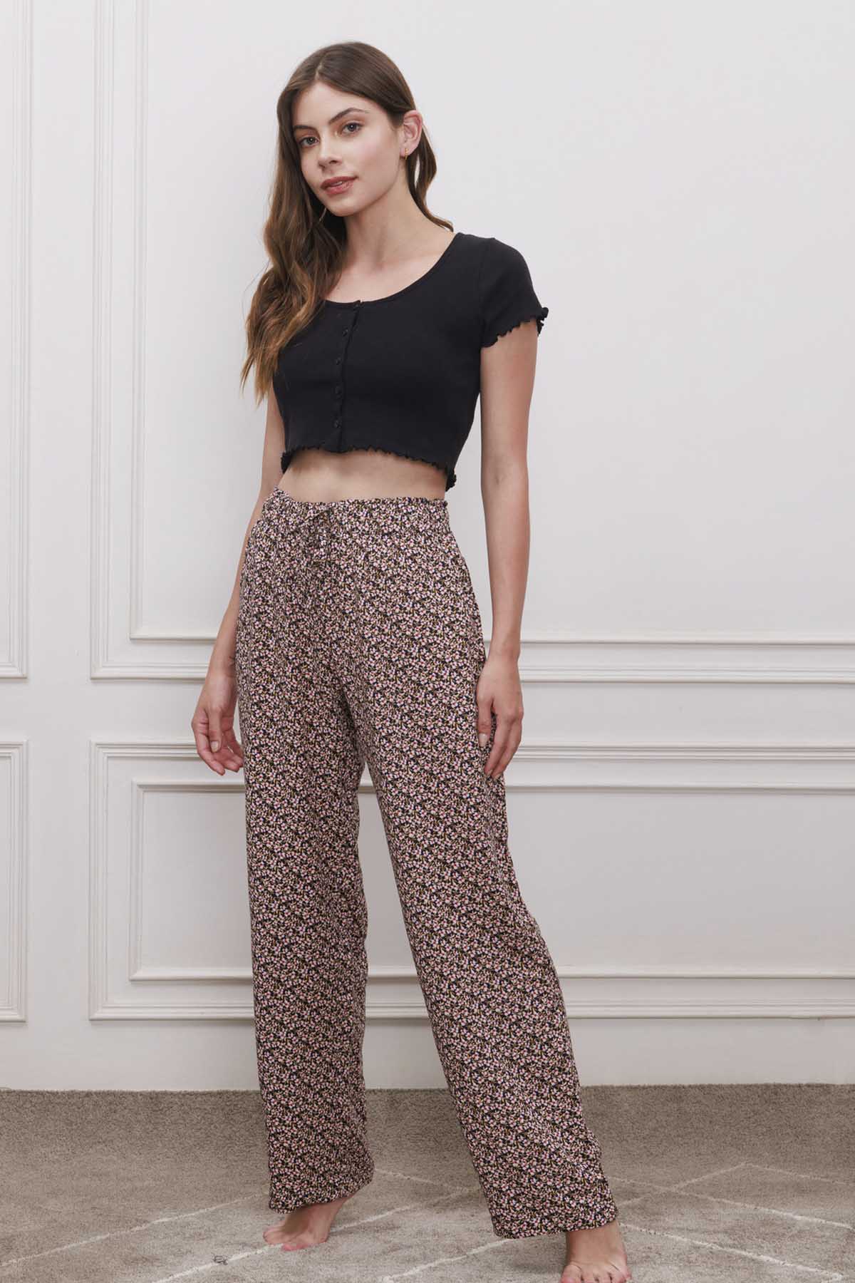 Buy Designer Floral Rayon Pyjama Online